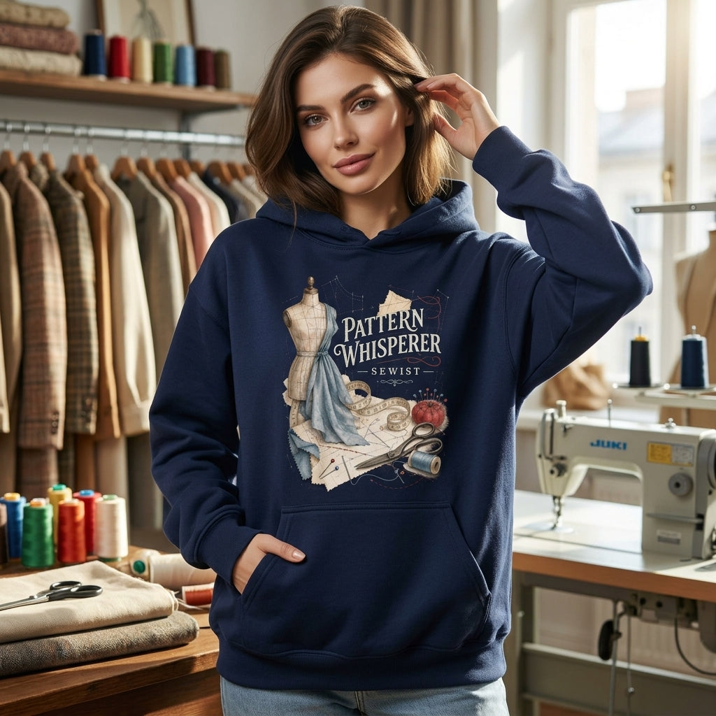 Pattern Whisperer Sewist T-shirt Sweatshirt Hoodie - Vintage Sewing & Tailor Gift - mockup 3