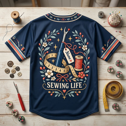 Custom Seam Ripper Survivor Baseball Jersey - Funny Sewing Life Gift - mockup 4