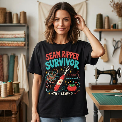 Seam Ripper Survivor Funny Sewing T-shirt Sweatshirt Hoodie - Gift for Quilters - mockup 1