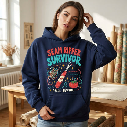 Seam Ripper Survivor Funny Sewing T-shirt Sweatshirt Hoodie - Gift for Quilters - mockup 3