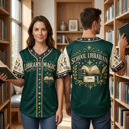 Custom Library Magic School Librarian Nameplate Baseball Jersey – Gift for Book Lovers - mockup 1