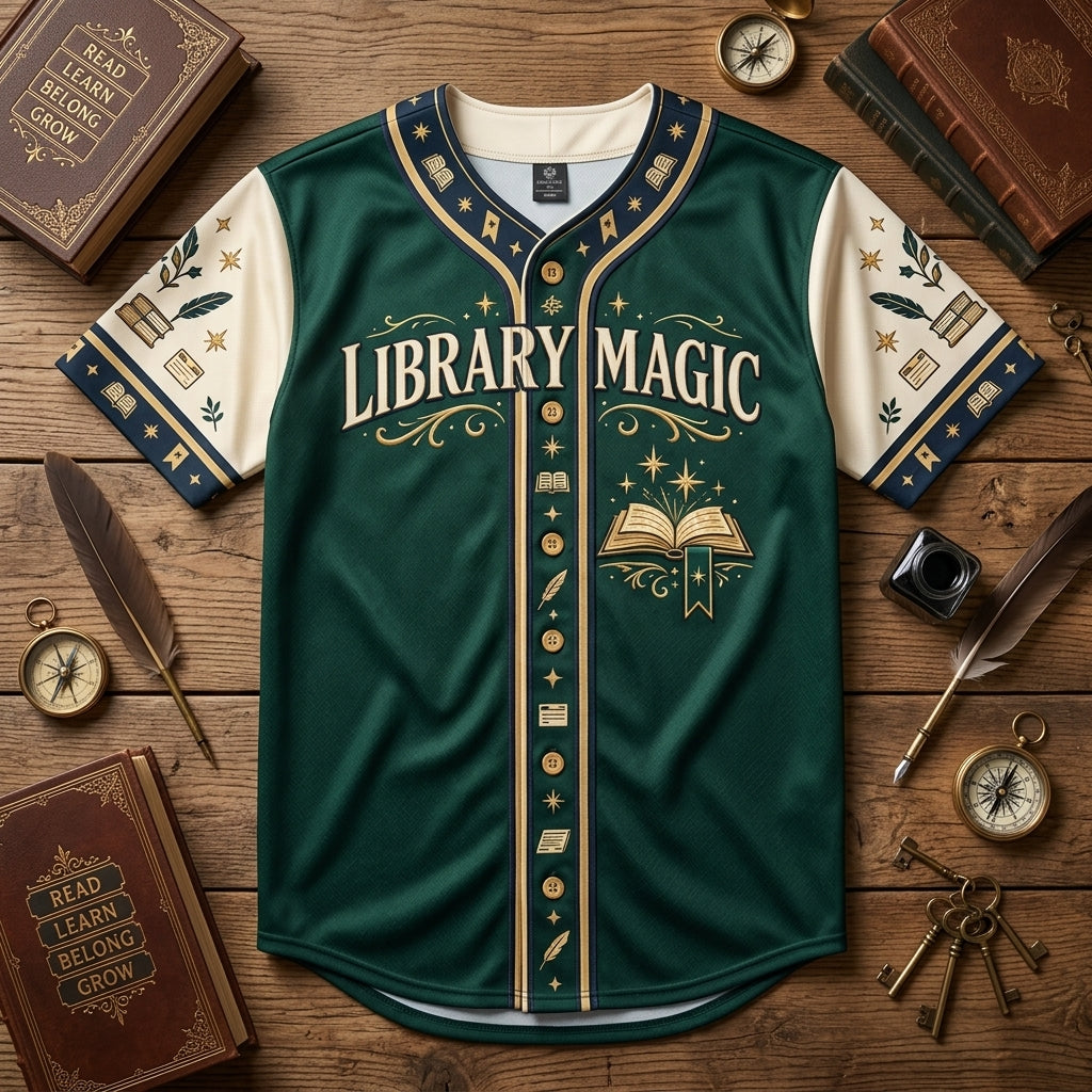 Custom Library Magic School Librarian Nameplate Baseball Jersey – Gift for Book Lovers - mockup 3