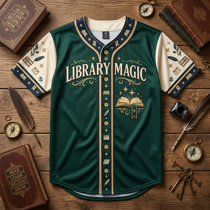 Custom Library Magic School Librarian Nameplate Baseball Jersey – Gift for Book Lovers - mockup 3
