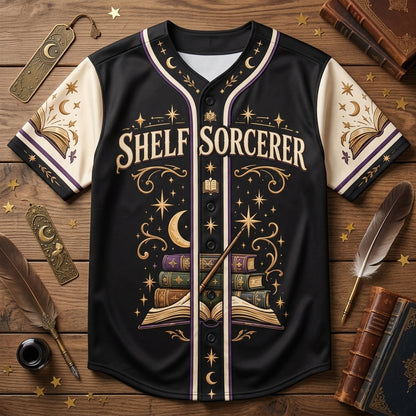 Custom Shelf Sorcerer School Librarian Baseball Jersey for Book Lovers - mockup 3