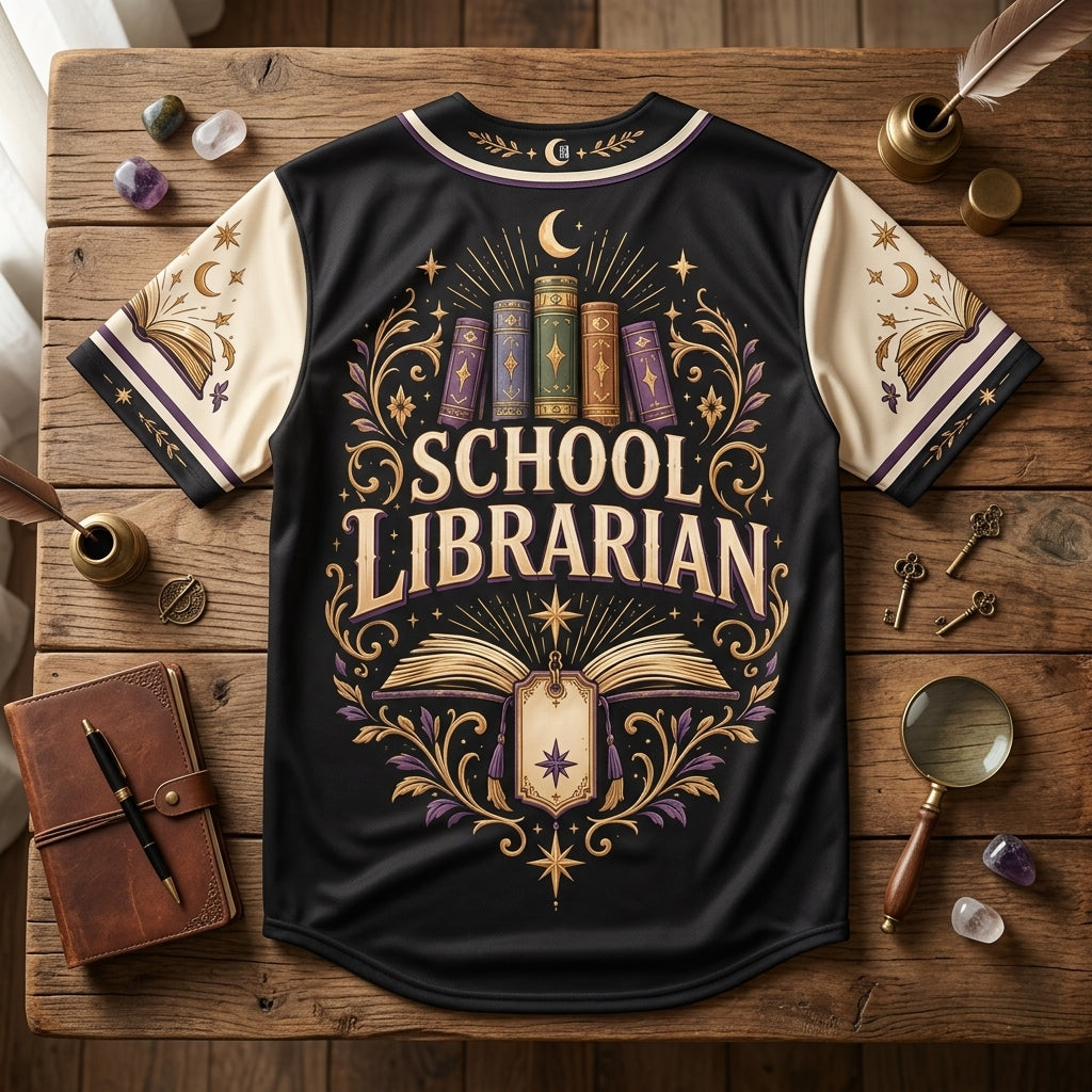 Custom Shelf Sorcerer School Librarian Baseball Jersey for Book Lovers - mockup 4