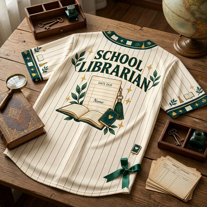 Personalized Library Card Charm School Librarian Baseball Jersey - mockup 4