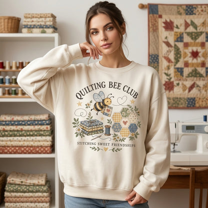 Quilting Bee Club T-shirt Sweatshirt Hoodie - Stitching Sweet Friendships Quilter Gift - mockup 2