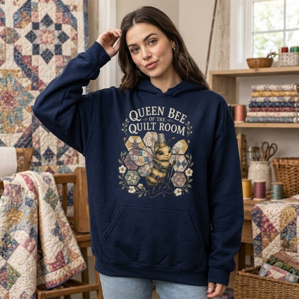 Queen Bee of the Quilt Room T-shirt Sweatshirt Hoodie – Gift for Quilters - mockup 3