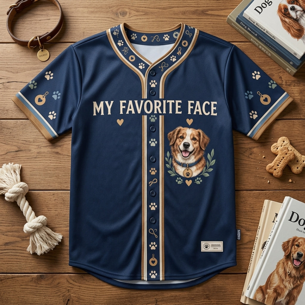 Personalized Pet Portrait My Favorite Face Baseball Jersey – Custom Dog Lover Gift - mockup 3