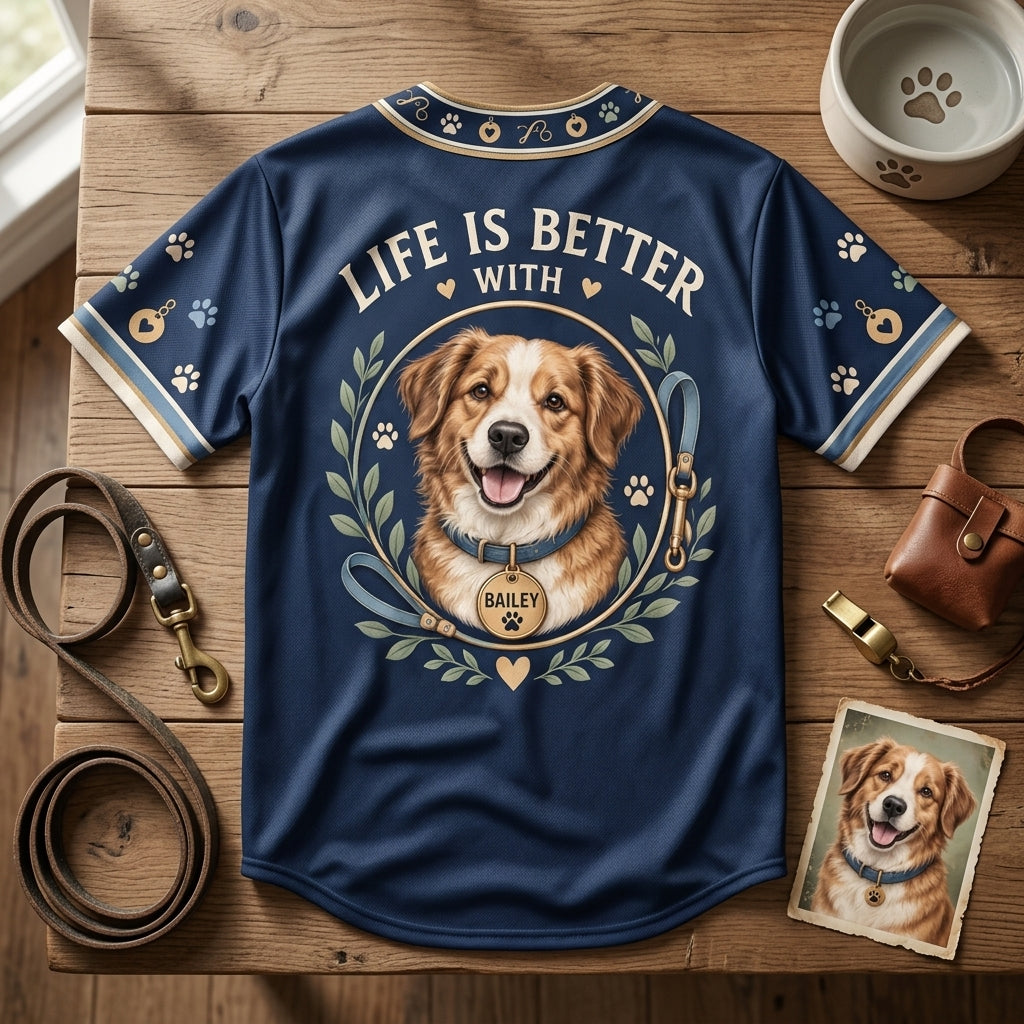 Personalized Pet Portrait My Favorite Face Baseball Jersey – Custom Dog Lover Gift - mockup 4