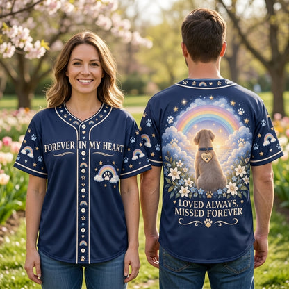 Personalized Pet Memorial Rainbow Bridge Baseball Jersey – Dog Remembrance Gift - mockup 1