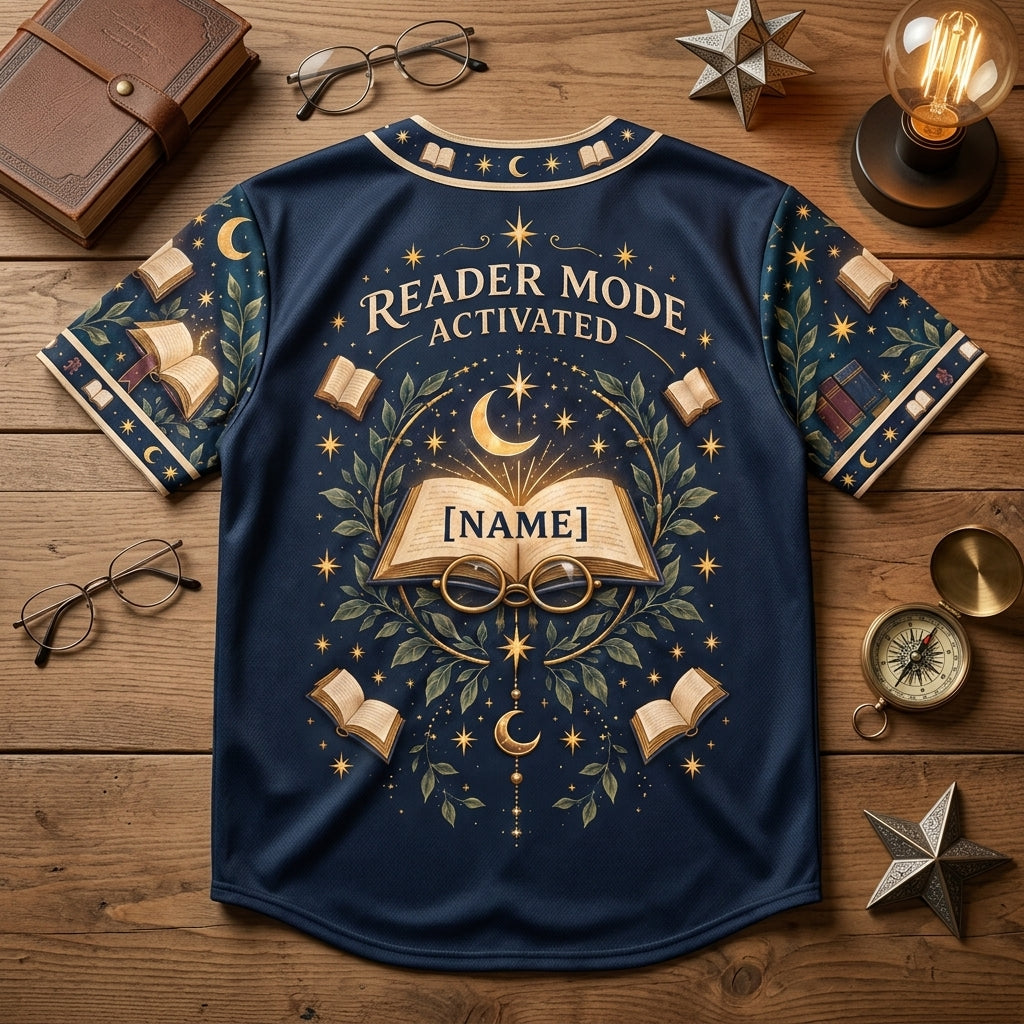 Custom Book Wizard On Duty Baseball Jersey - Celestial Book Lover Gift - mockup 4