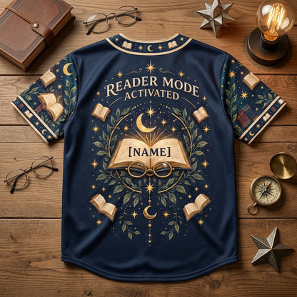 Custom Book Wizard On Duty Baseball Jersey - Celestial Book Lover Gift - mockup 4