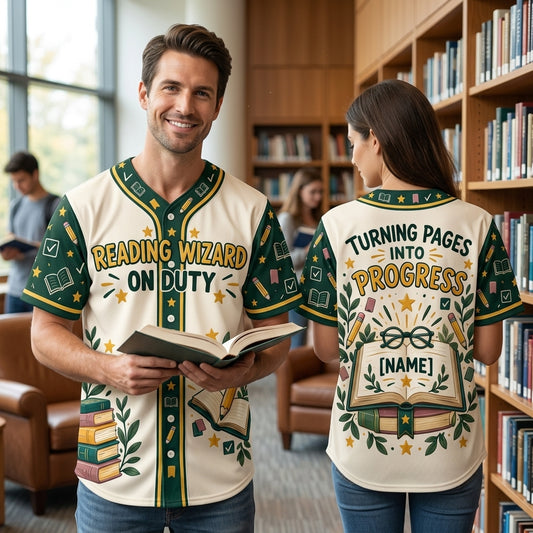 Custom Reading Wizard On Duty Baseball Jersey – Personalized Gift for Book Lovers - mockup 1