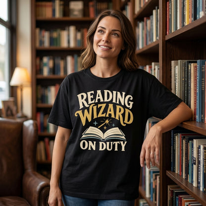 Reading Wizard On Duty T-shirt Sweatshirt Hoodie - Retro Book Lover Gift - mockup 1