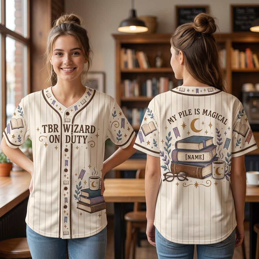 Personalized TBR Wizard On Duty Baseball Jersey - Custom Book Lover Gift - mockup 1