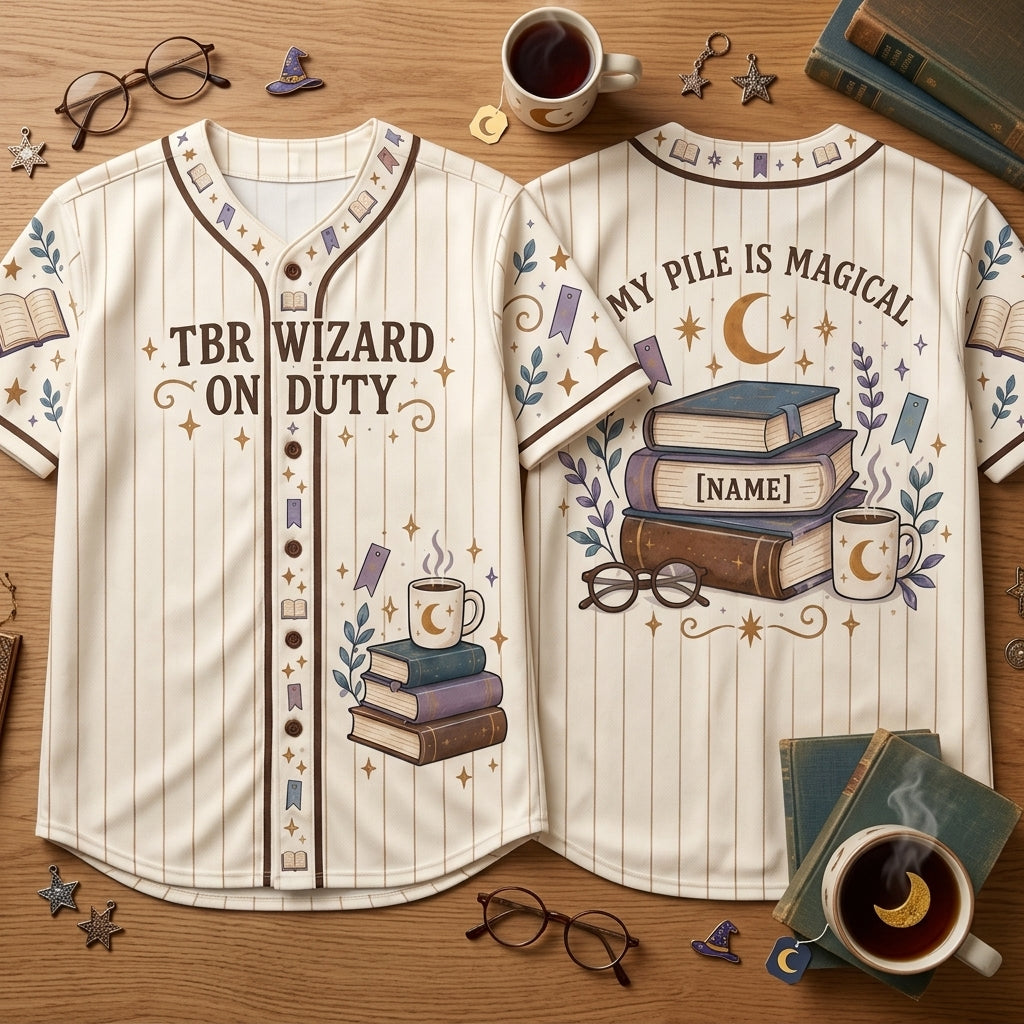 Personalized TBR Wizard On Duty Baseball Jersey - Custom Book Lover Gift - mockup 2