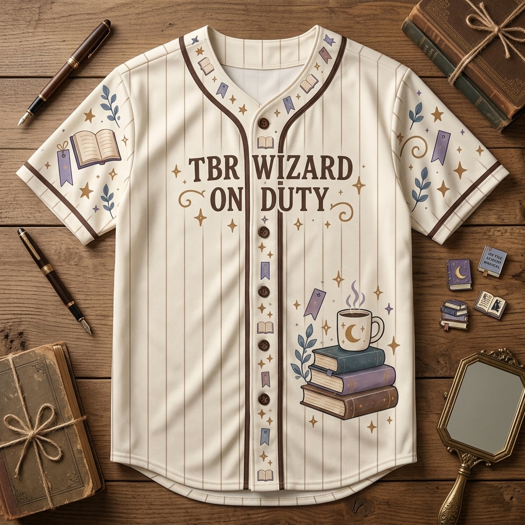 Personalized TBR Wizard On Duty Baseball Jersey - Custom Book Lover Gift - mockup 3