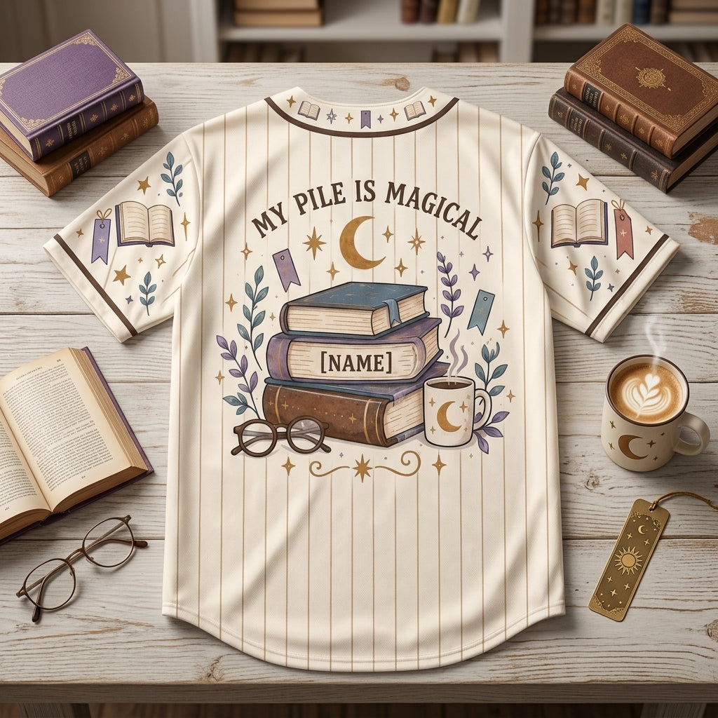Personalized TBR Wizard On Duty Baseball Jersey - Custom Book Lover Gift - mockup 4