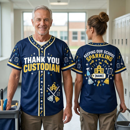 Custom School Custodian Appreciation Baseball Jersey – Personalized Gift for Staff - mockup 1