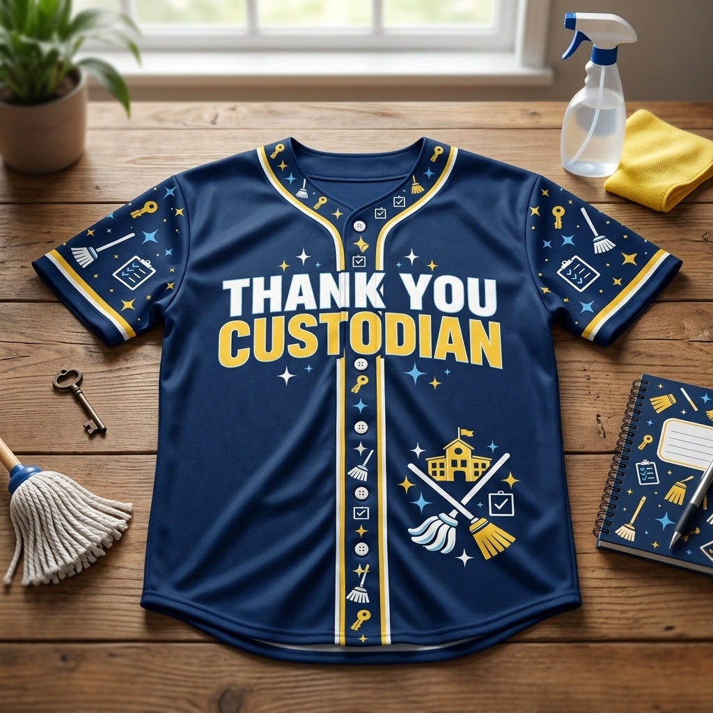 Custom School Custodian Appreciation Baseball Jersey – Personalized Gift for Staff - mockup 3
