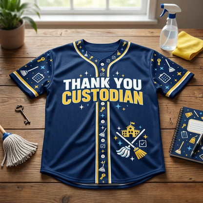 Custom School Custodian Appreciation Baseball Jersey – Personalized Gift for Staff - mockup 3