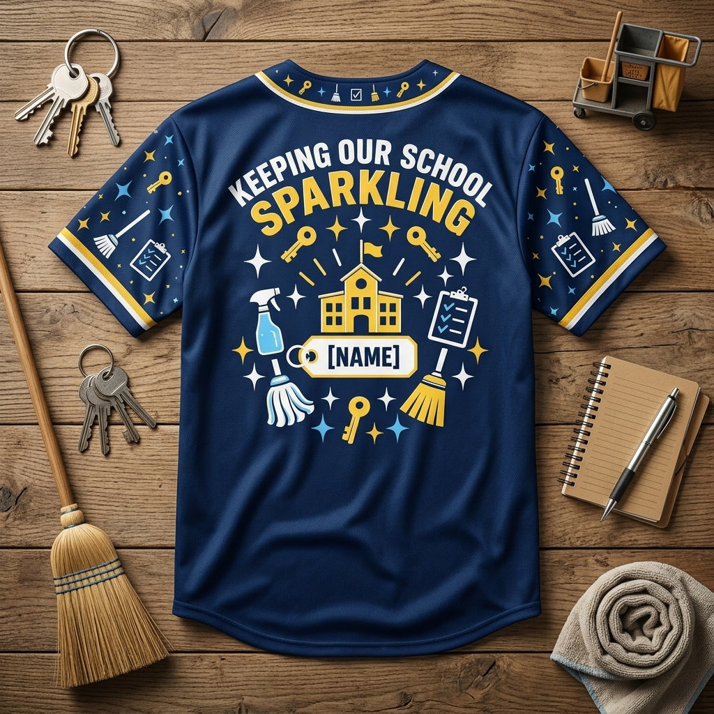Custom School Custodian Appreciation Baseball Jersey – Personalized Gift for Staff - mockup 4