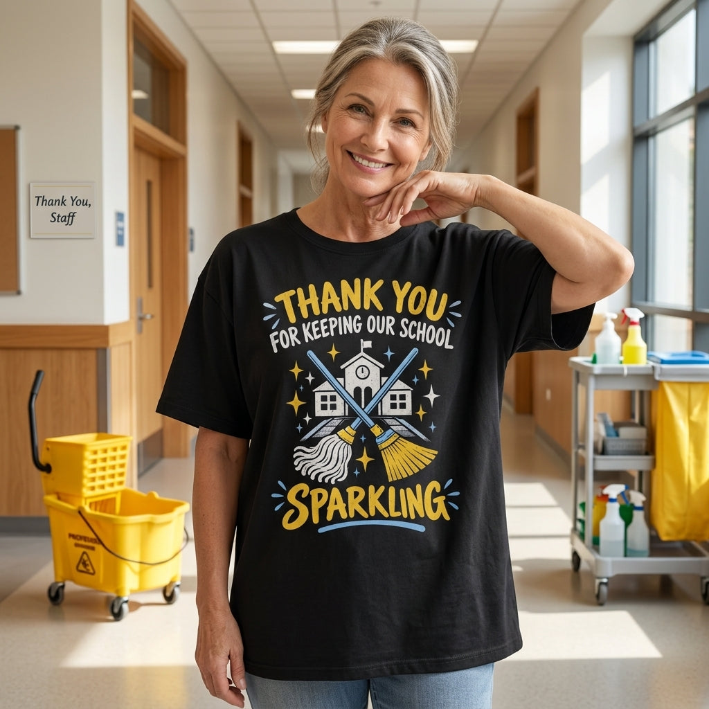 School Custodian Appreciation T-shirt Sweatshirt Hoodie – Thank You School Janitor Gift - mockup 1