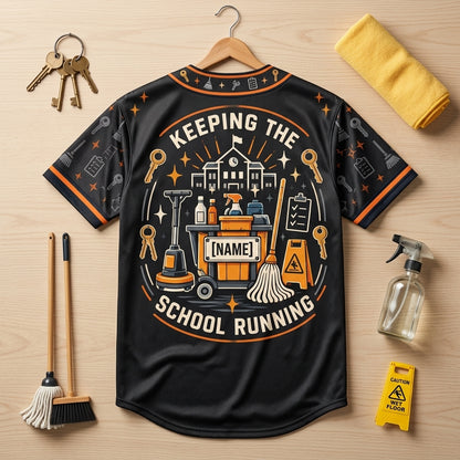 Personalized Custodian On Duty Baseball Jersey - School Maintenance Gift - mockup 4
