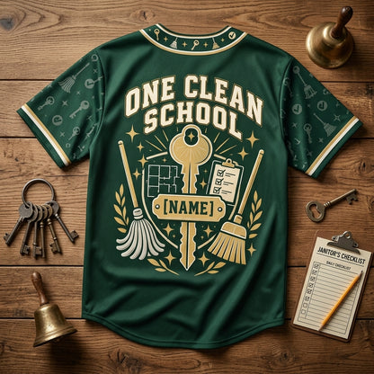 Personalized School Custodian Keys Baseball Jersey - One Clean School Janitor Gift - mockup 4