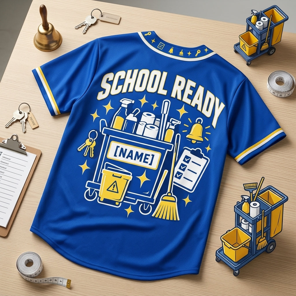 Personalized School Custodian Stocked Swept School Ready Baseball Jersey - Janitor Gift - mockup 4