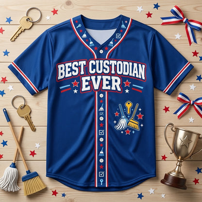 Personalized Best Custodian Ever Baseball Jersey – Custodian Appreciation Day Gift - mockup 3