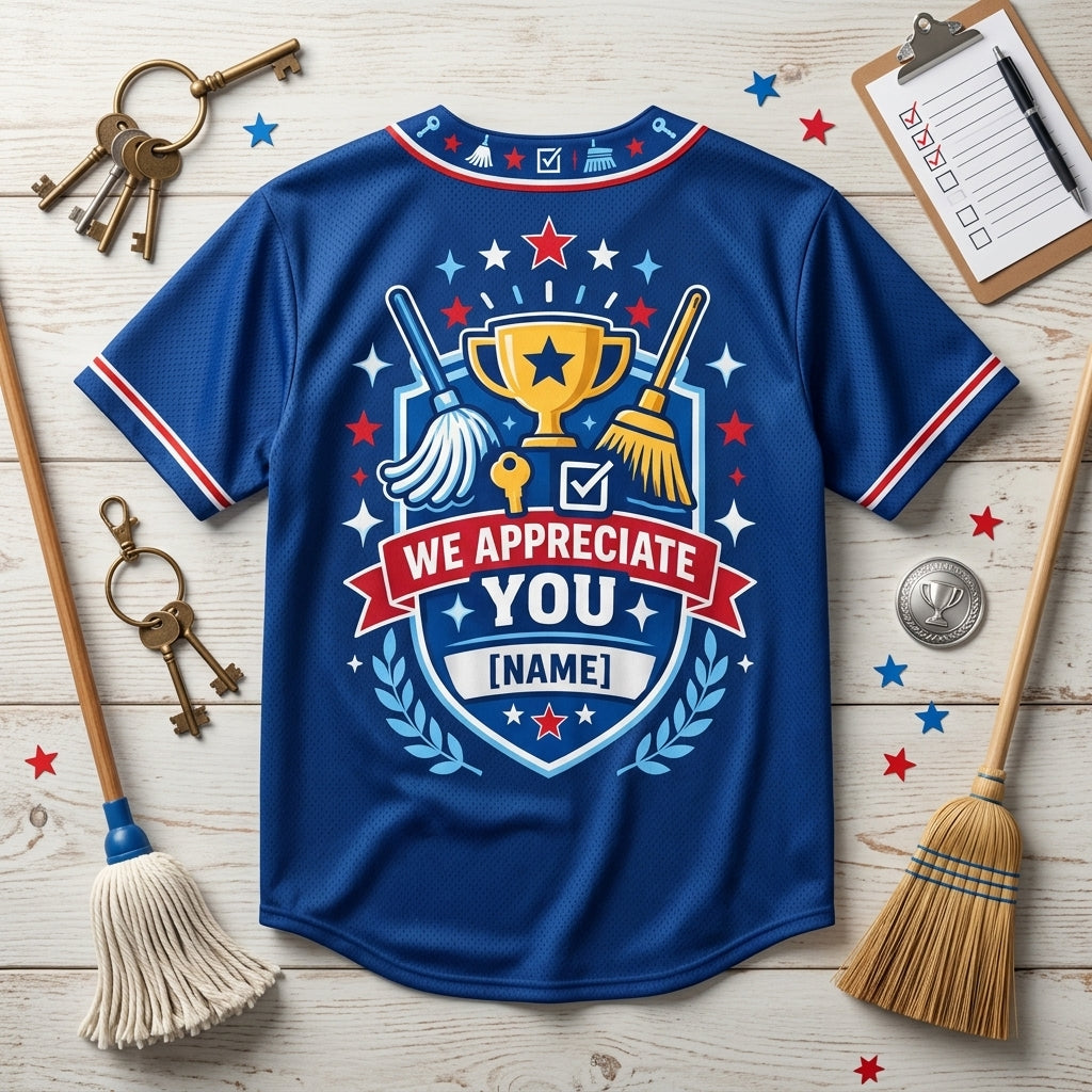 Personalized Best Custodian Ever Baseball Jersey – Custodian Appreciation Day Gift - mockup 4
