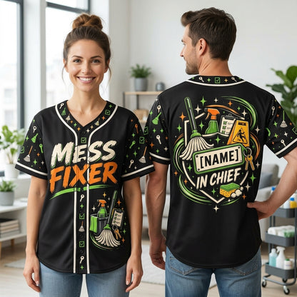 Custom School Custodian Mess Fixer Baseball Jersey - Personalized Janitor Uniform Gift - mockup 1