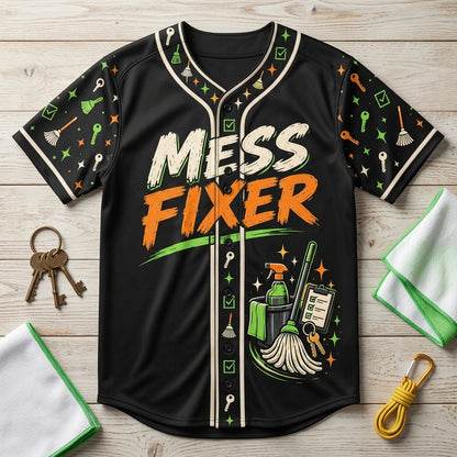 Custom School Custodian Mess Fixer Baseball Jersey - Personalized Janitor Uniform Gift - mockup 3