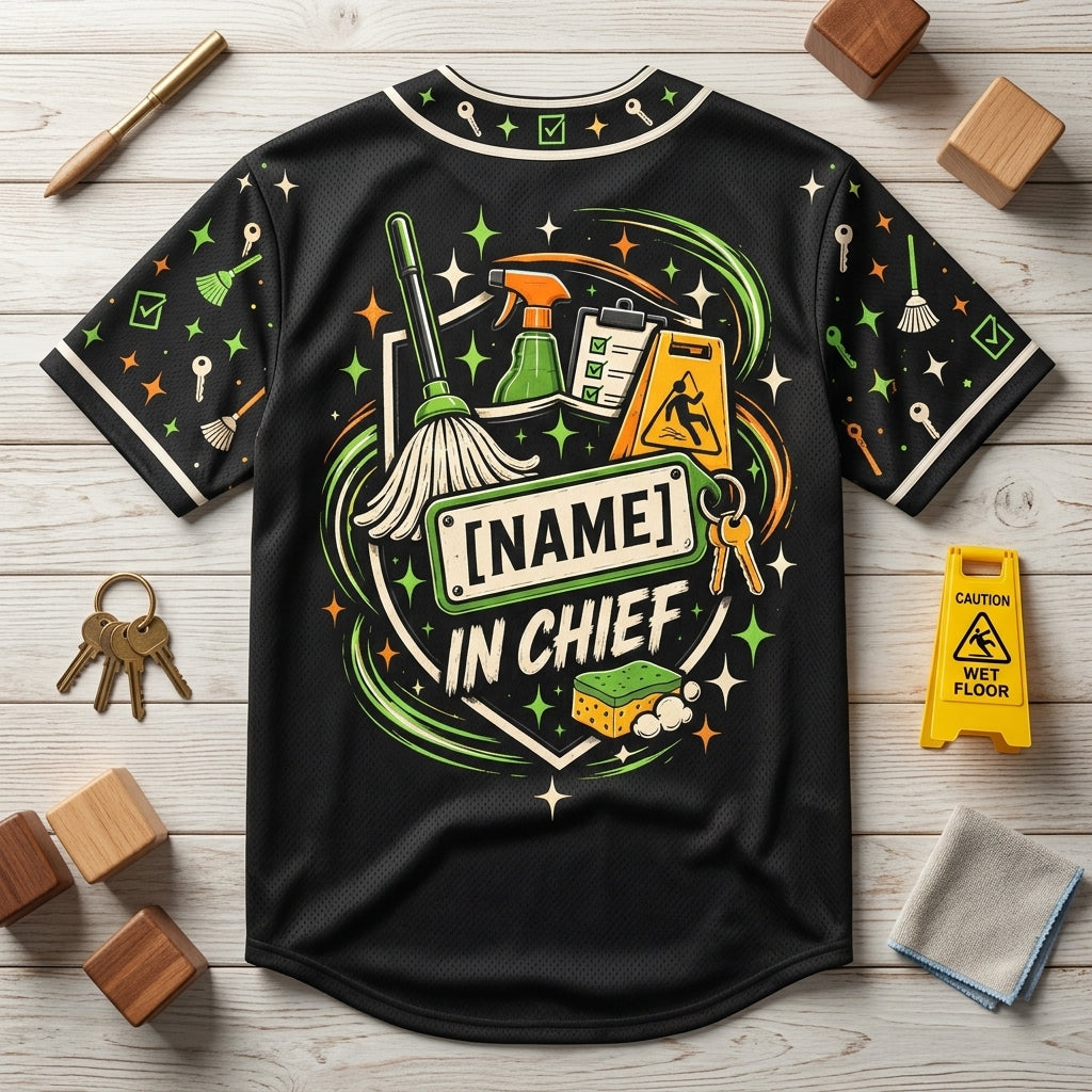 Custom School Custodian Mess Fixer Baseball Jersey - Personalized Janitor Uniform Gift - mockup 4