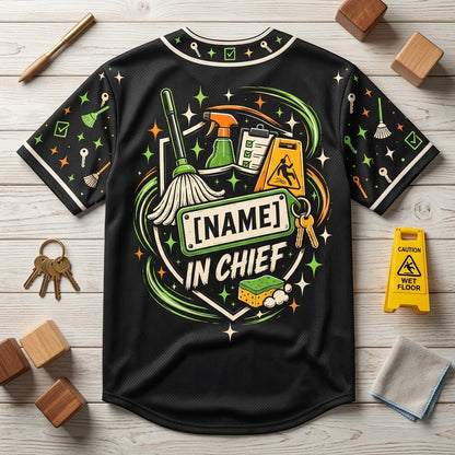 Custom School Custodian Mess Fixer Baseball Jersey - Personalized Janitor Uniform Gift - mockup 4