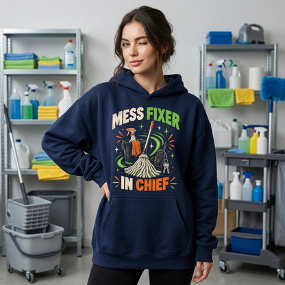 School Custodian Mess Fixer In Chief T-shirt Sweatshirt Hoodie – Janitor Gift - mockup 3