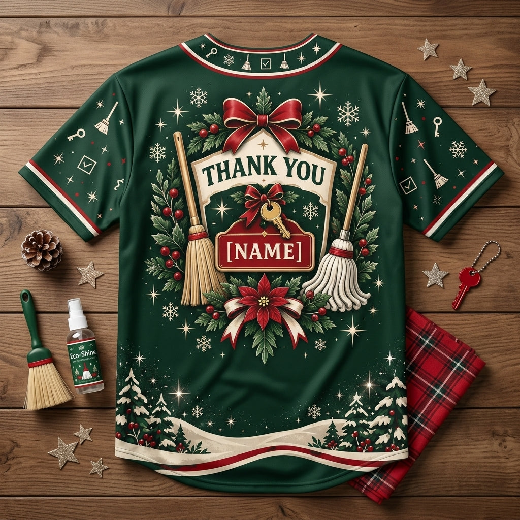 Personalized School Custodian Holiday Thank You Baseball Jersey – Staff Appreciation Gift - mockup 4