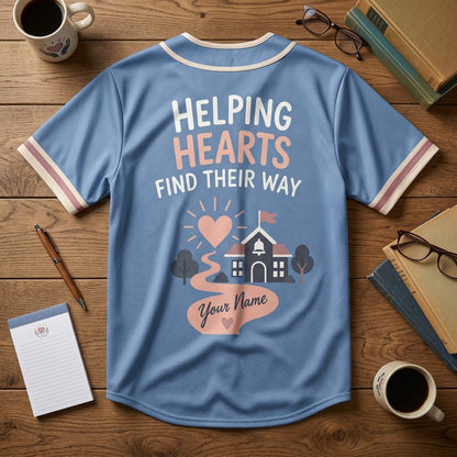 Custom School Social Worker Baseball Jersey - Helping Hearts Find Their Way - mockup 4