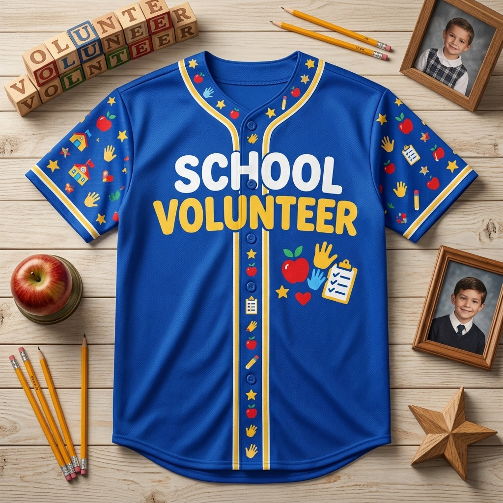 Custom School Volunteer Baseball Jersey - Helping Hands Happy Halls - mockup 3