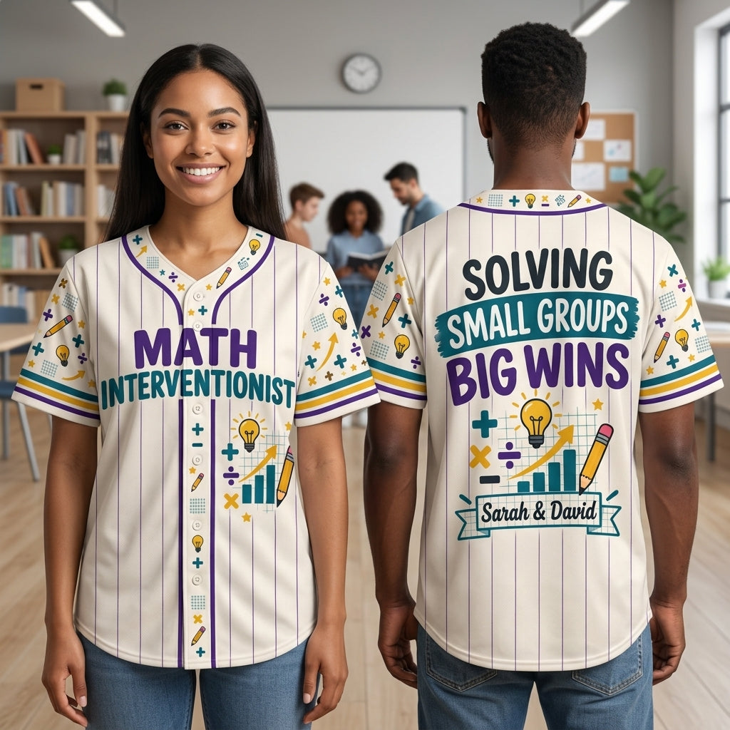 Custom Math Interventionist Baseball Jersey - Personalized Teacher Apparel - mockup 1
