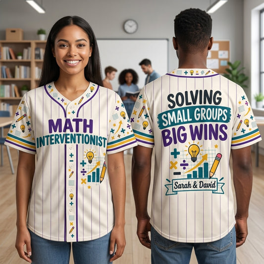 Custom Math Interventionist Baseball Jersey - Personalized Teacher Apparel - mockup 1