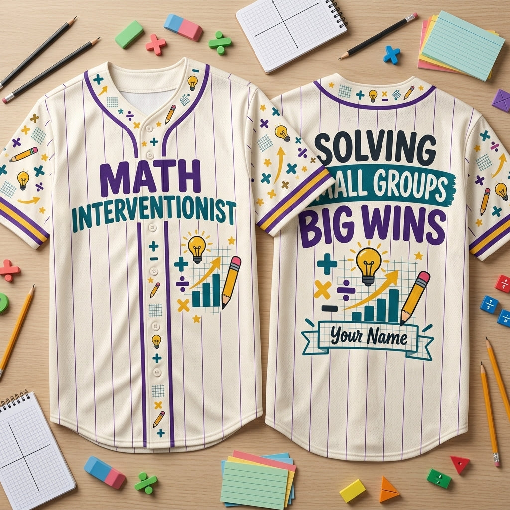 Custom Math Interventionist Baseball Jersey - Personalized Teacher Apparel - mockup 2