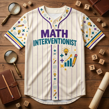 Custom Math Interventionist Baseball Jersey - Personalized Teacher Apparel - mockup 3