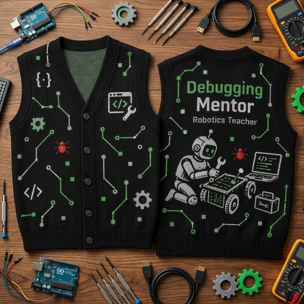 Robotics Teacher Debugging Mentor Cardigan Vest - STEM Engineering Gift - mockup 2