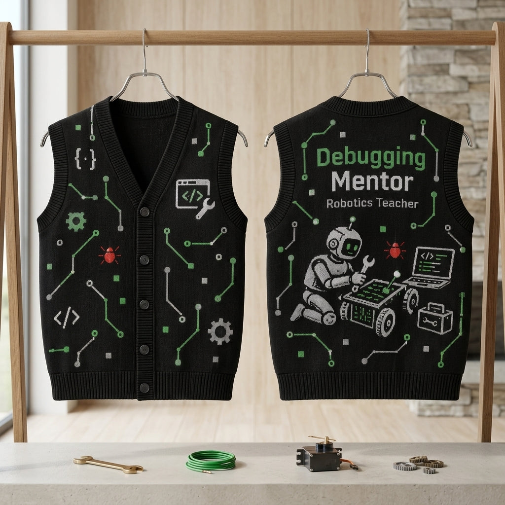 Robotics Teacher Debugging Mentor Cardigan Vest - STEM Engineering Gift - mockup 3