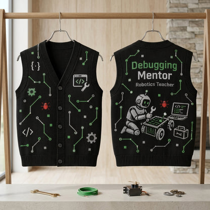 Robotics Teacher Debugging Mentor Cardigan Vest - STEM Engineering Gift - mockup 3