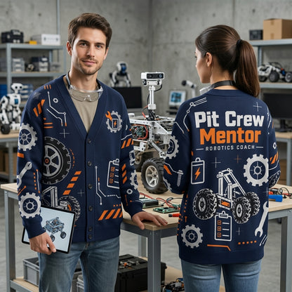 Robotics Coach Pit Crew Mentor Cardigan – STEM Education Team Gift - mockup 1