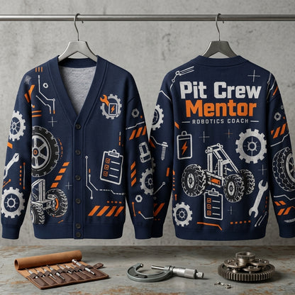 Robotics Coach Pit Crew Mentor Cardigan – STEM Education Team Gift - mockup 3
